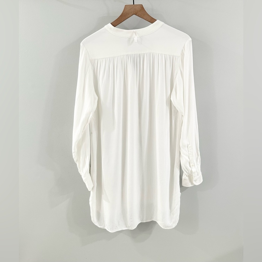 Gstq Button Front Split Hem Tunic White Size Medi… - image 5